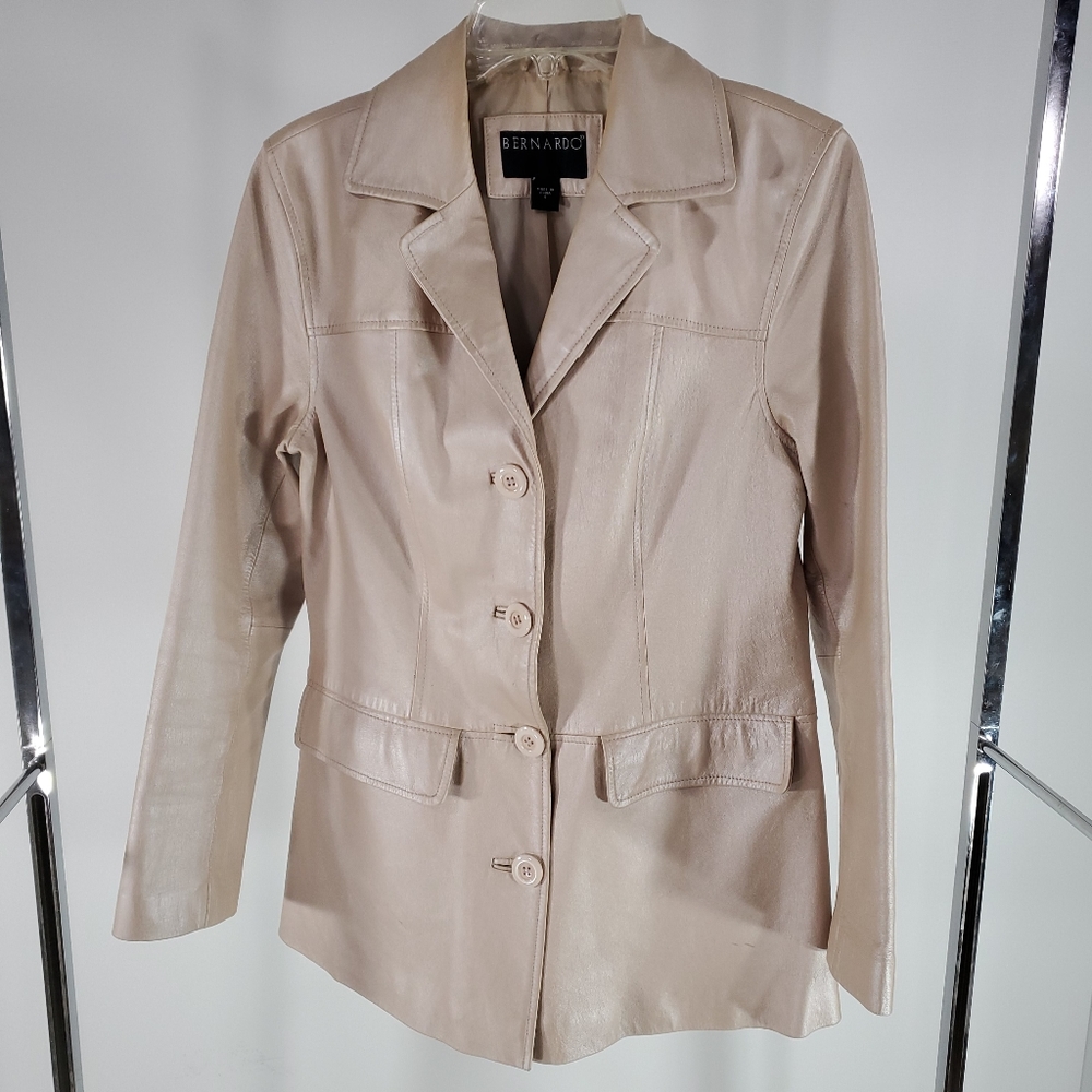 Leather Jacket in Golden Taupe by Bernardo